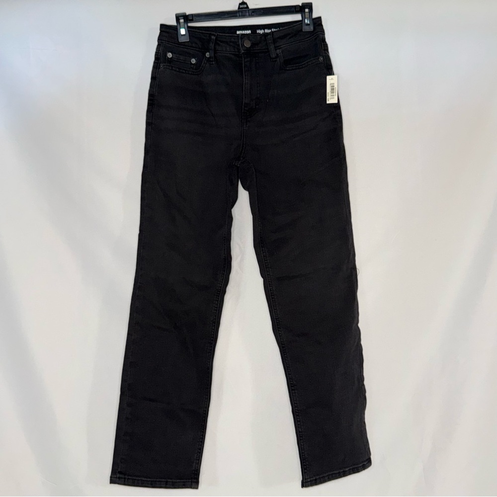 Amazon Essentials Women’s High-Rise Straight Jeans | Washed Black | Size 4 | NWT - Picture 2 of 6